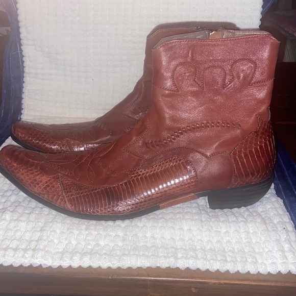 Why Not Other - Leather Durro Half Boots-Textured Snakeskin Pattern-Men’s Size 12